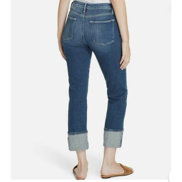 Frame Jeans Size 29 Crop Mini Boot High Rise Cuffed Hem Festival Hippie Summer - Picture 2 of 10